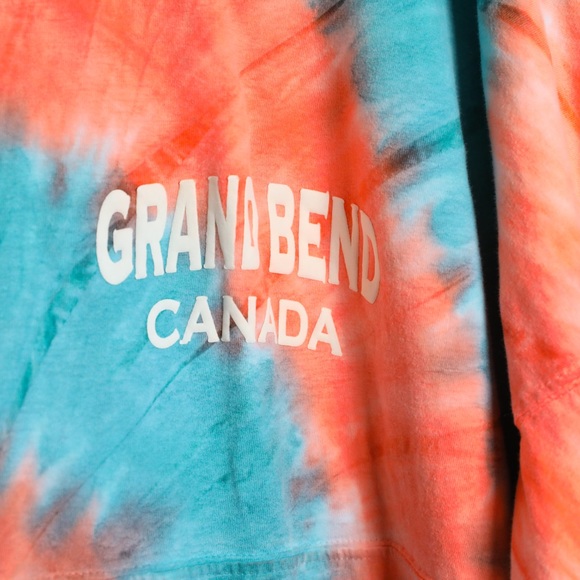 Grand Bend Canada tie-dye pullover Exist mens sweatshirt top orange blue pattern - Picture 4 of 11